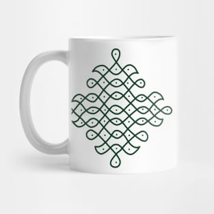 Dot Kolam, Green transparent Kolam, Muggu, rangoli Mug